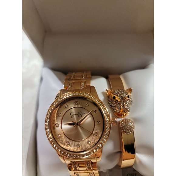 Jessica Simpson Rose Gold Watch And Animal Bracelet Bling JSB8002RG - Picture 2 of 10